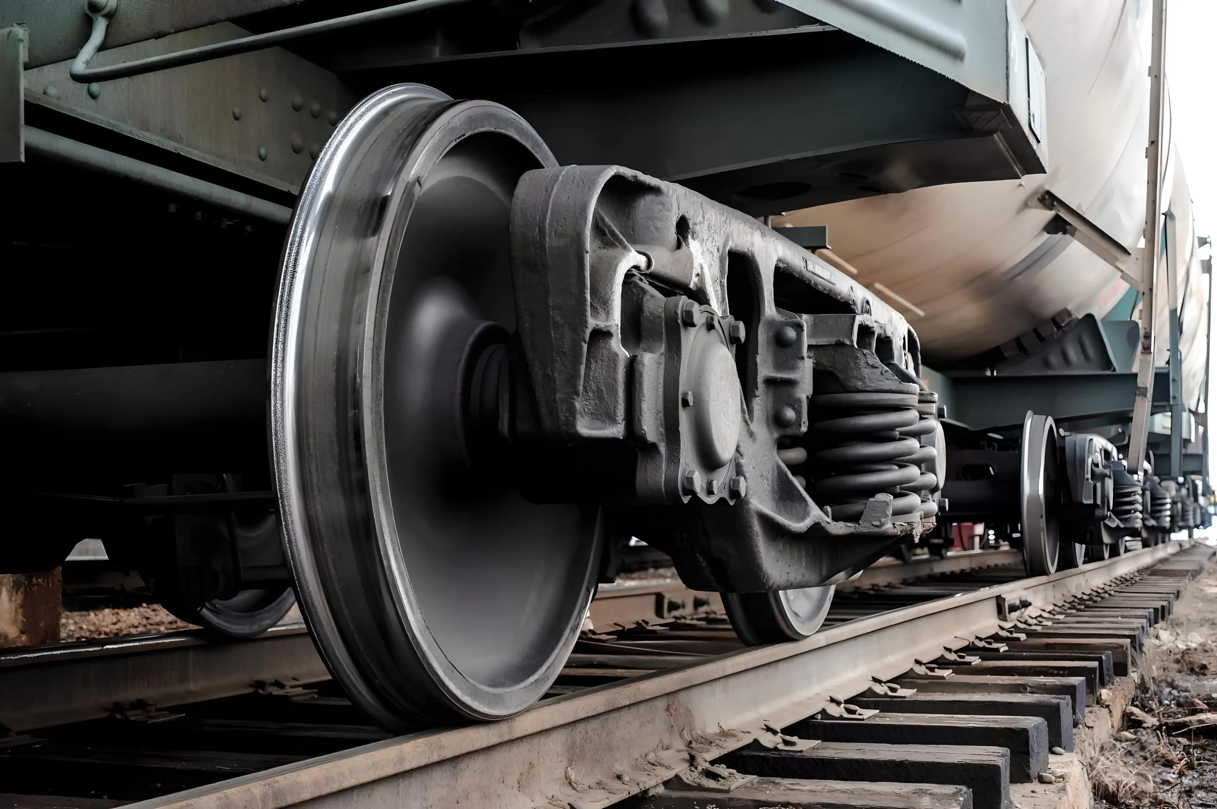 Close-up of a train standing on the rails